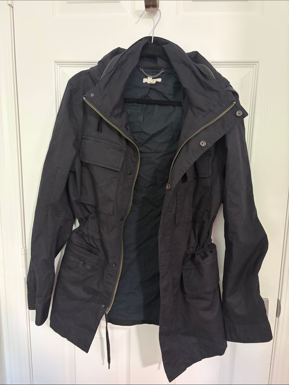 Helmut Lang Black Utility Jacket with Hood and Front Pockets